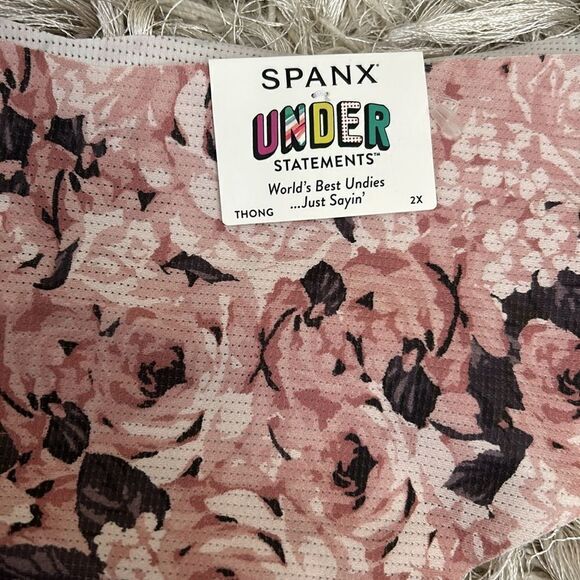 NWT Spanx Under Statements Breathable Lightweight Thong in Rose Garden size 2X - Picture 6 of 10
